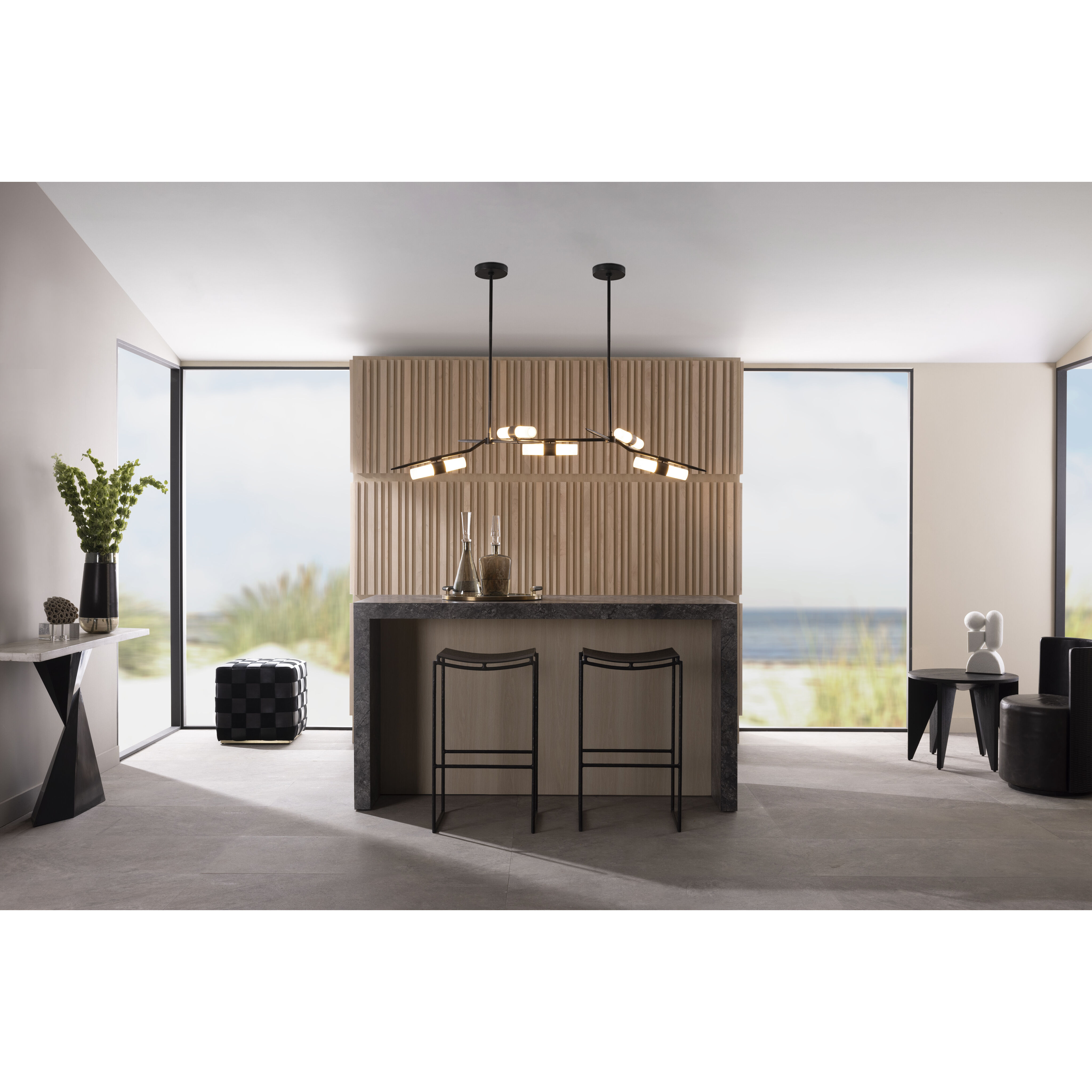 Travis 8 Light 62 inch English Bronze Linear Chandelier Ceiling Light